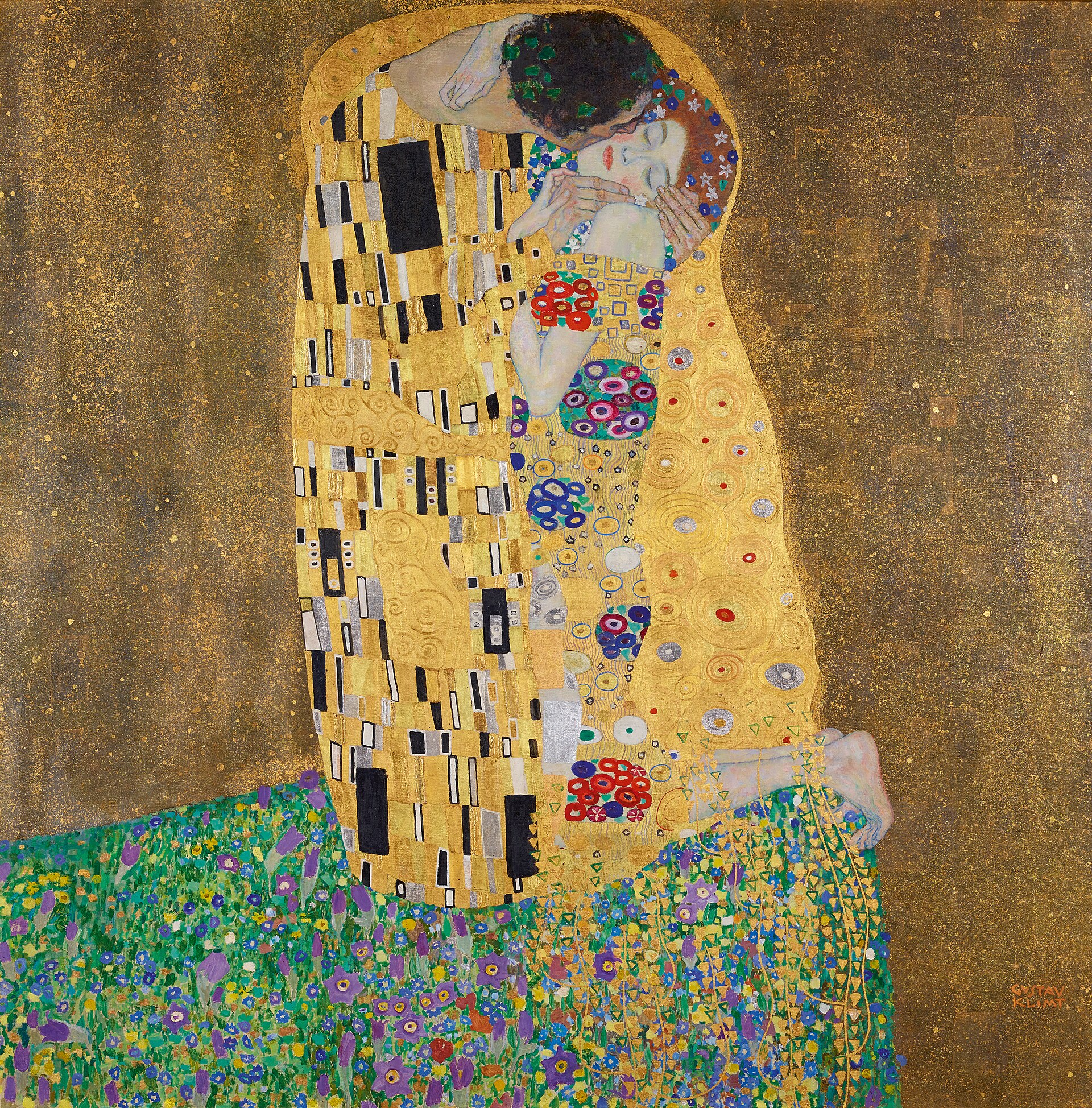 The Kiss (Der Kuss) by Gustav Klimt, 1907–1909, Österreichische Galerie Belvedere